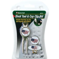 Accelerated Golf USA Flag Divot Tool & Cap Clip Ball Marker Set Tools
