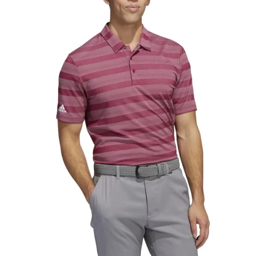 Adidas 2-Color Stripe Shirt Polo Short Sleeve Golf Apparel