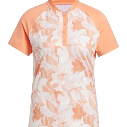 Adidas Floral Shirt Polo Short Sleeve Golf Apparel