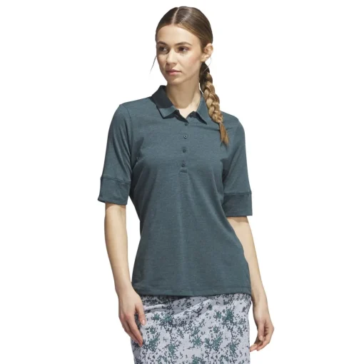 Adidas Melange Shirt Polo Short Sleeve Golf Apparel