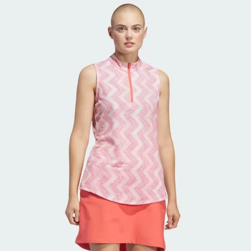 Adidas Ultimate365 Ottoman Printed Sleeveless Shirt Polo Short Sleeve Golf Apparel