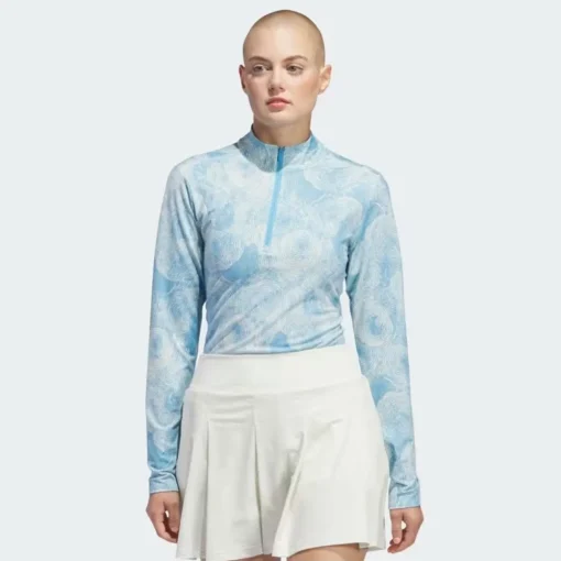 Adidas Ultimate365 Printed Quarter-Zip Mock Outerwear Pullover Golf Apparel