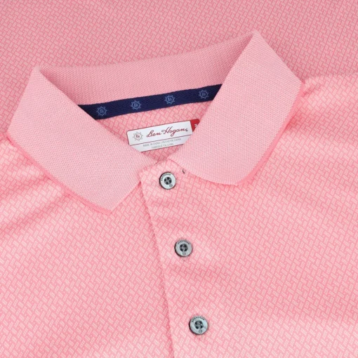 Ben Hogan 2 Tone Micro Geo Jacquard Shirt Polo Short Sleeve Golf Apparel