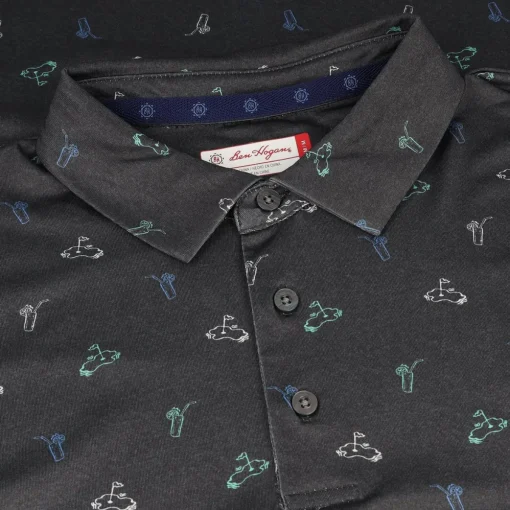 Ben Hogan All Over Cocktail Shirt Polo Short Sleeve Golf Apparel