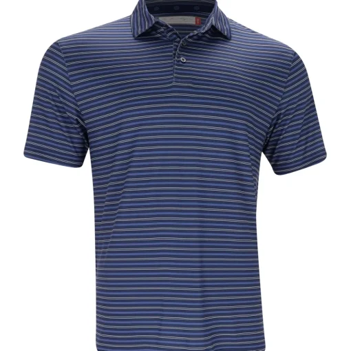 Ben Hogan BirdsEye Printed Stripe Shirt Polo Short Sleeve Golf Apparel