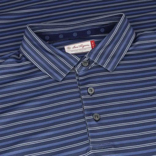 Ben Hogan BirdsEye Printed Stripe Shirt Polo Short Sleeve Golf Apparel