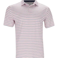 Ben Hogan BirdsEye Printed Stripe Shirt Polo Short Sleeve Golf Apparel