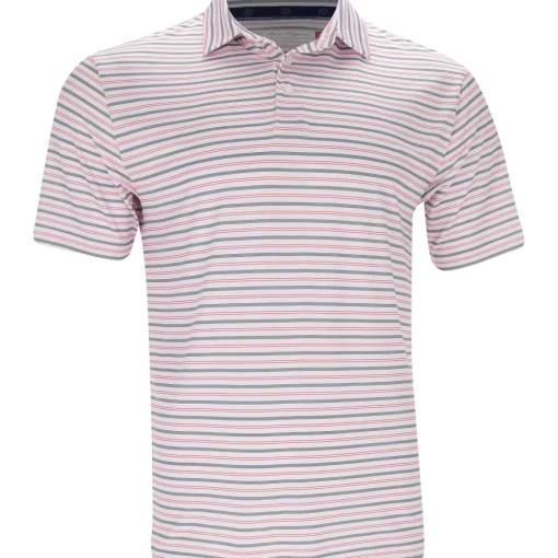 Ben Hogan BirdsEye Printed Stripe Shirt Polo Short Sleeve Golf Apparel