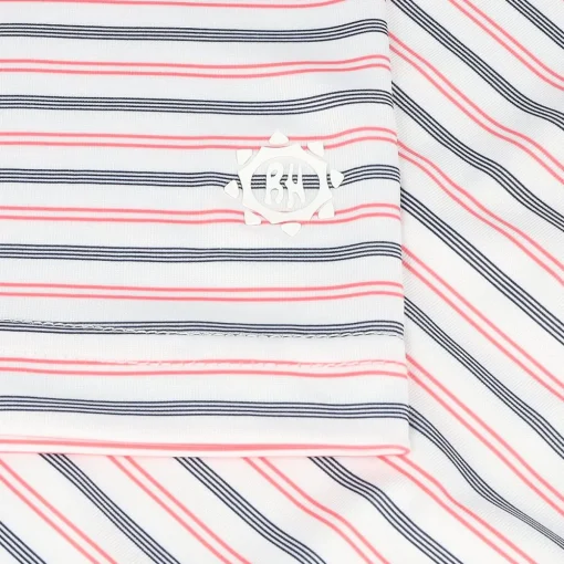 Ben Hogan BirdsEye Printed Stripe Shirt Polo Short Sleeve Golf Apparel