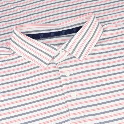 Ben Hogan BirdsEye Printed Stripe Shirt Polo Short Sleeve Golf Apparel