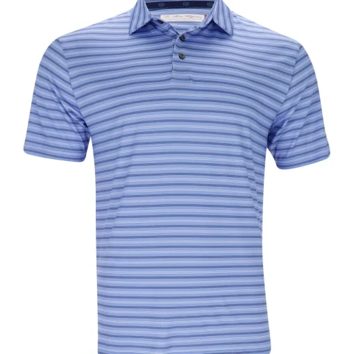 Ben Hogan BirdsEye Printed Stripe Shirt Polo Short Sleeve Golf Apparel