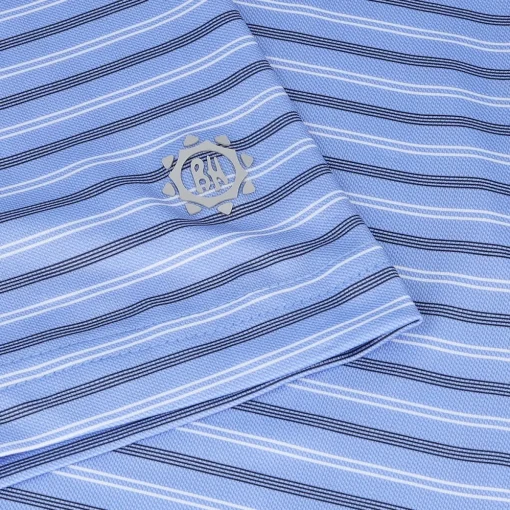 Ben Hogan BirdsEye Printed Stripe Shirt Polo Short Sleeve Golf Apparel