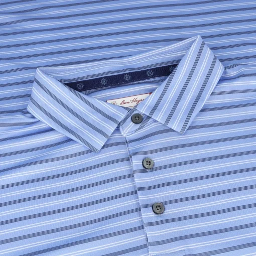 Ben Hogan BirdsEye Printed Stripe Shirt Polo Short Sleeve Golf Apparel