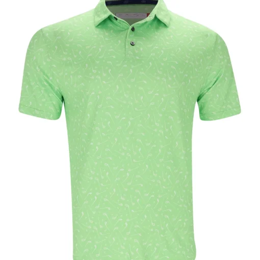Ben Hogan Heather Golf Club Print Shirt Polo Short Sleeve Golf Apparel