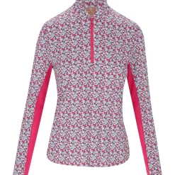 Ben Hogan Mini Floral Sun Protection Shirt Polo Long Sleeve Golf Apparel