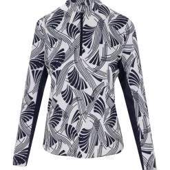 Ben Hogan Printed Leaf Sun Protection Shirt Polo Long Sleeve Golf Apparel
