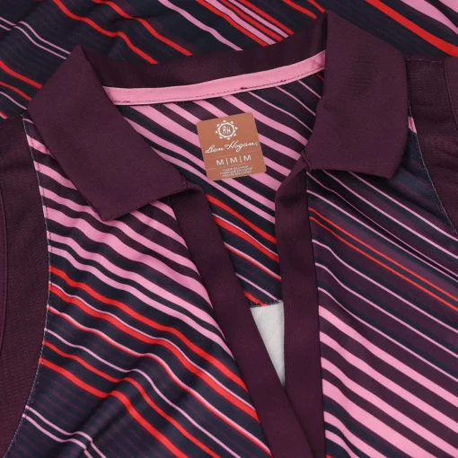 Ben Hogan SL Energy Stripe Printed W/ Mesh Piecing Shirt Polo Short Sleeve Golf Apparel