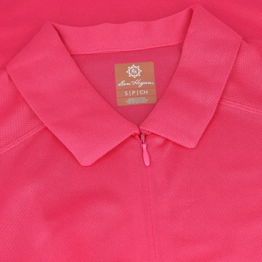 Ben Hogan SL Ventilation Solid Zip Shirt Polo Short Sleeve Golf Apparel