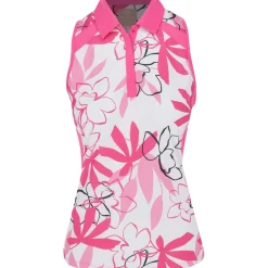 Ben Hogan Sleeveless Blossom Printed Shirt Polo Short Sleeve Golf Apparel