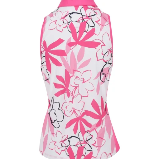 Ben Hogan Sleeveless Blossom Printed Shirt Polo Short Sleeve Golf Apparel