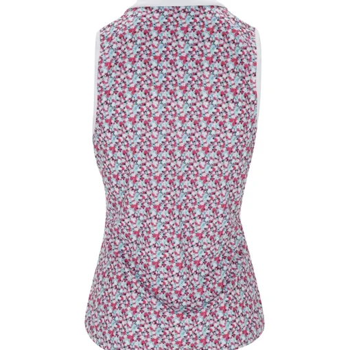 Ben Hogan Sleeveless Colorblocked Mini Floral Shirt Polo Short Sleeve Golf Apparel