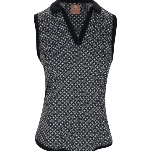 Ben Hogan Sleeveless Lattice Geo Shirt Polo Short Sleeve Golf Apparel