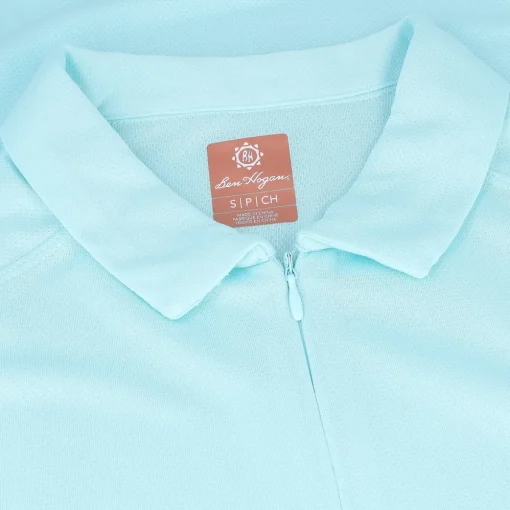 Ben Hogan Ventilation Solid Zip Shirt Polo Short Sleeve Golf Apparel