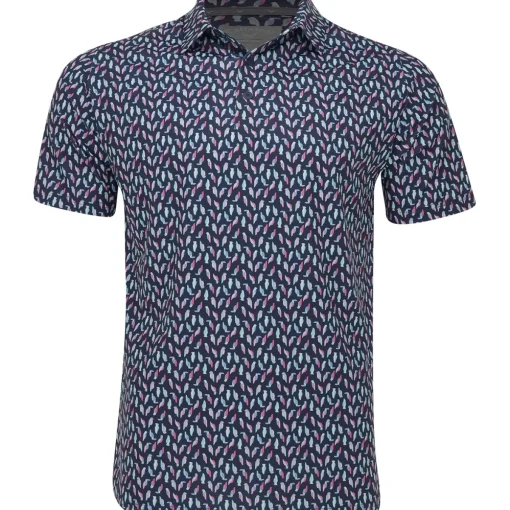 Callaway All Over Birdie/Eagle Print Shirt Polo Short Sleeve Golf Apparel