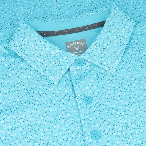 Callaway All Over Micro Floral Print Shirt Polo Short Sleeve Golf Apparel