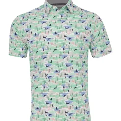 Callaway All-Over Abstract Coastal Print Shirt Polo Short Sleeve Golf Apparel