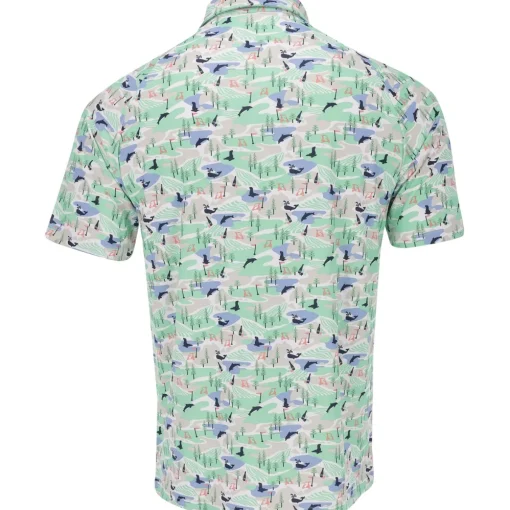 Callaway All-Over Abstract Coastal Print Shirt Polo Short Sleeve Golf Apparel