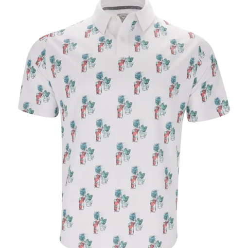 Callaway 19th Hole Drink Print Shirt Polo Short Sleeve Golf Apparel