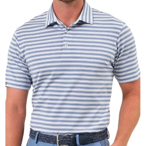 Dunning Oakwood Stripe Ventilated Shirt Polo Short Sleeve Golf Apparel