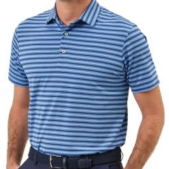 Dunning Oakwood Stripe Ventilated Shirt Polo Short Sleeve Golf Apparel