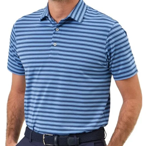 Dunning Oakwood Stripe Ventilated Shirt Polo Short Sleeve Golf Apparel