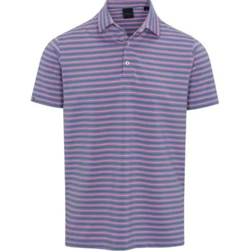 Dunning Oakwood Stripe Ventilated Shirt Polo Short Sleeve Golf Apparel