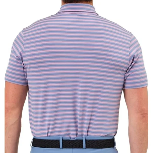 Dunning Oakwood Stripe Ventilated Shirt Polo Short Sleeve Golf Apparel