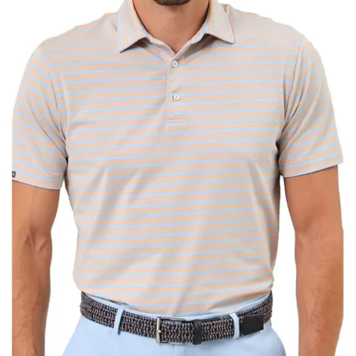 Dunning Oakwood Stripe Ventilated Shirt Polo Short Sleeve Golf Apparel