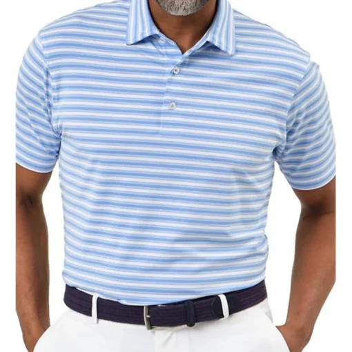 Dunning Oakwood Stripe Ventilated Shirt Polo Short Sleeve Golf Apparel