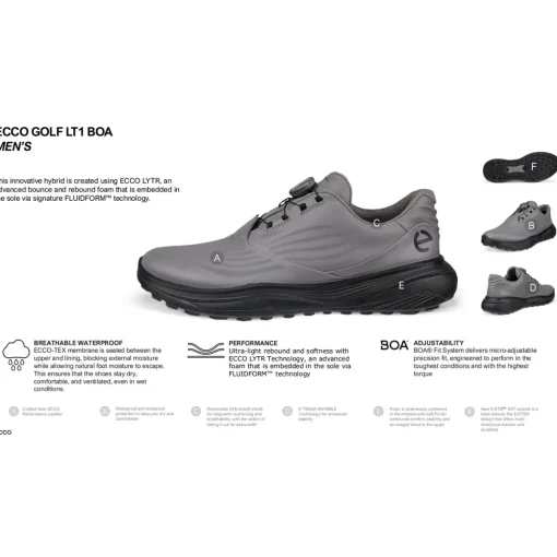 ECCO Golf LT1 BOA Spikeless Golf Shoes
