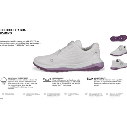 ECCO Golf LT1 BOA Spikeless Golf Shoes
