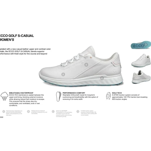 ECCO Golf S Casual Spikeless Golf Shoes