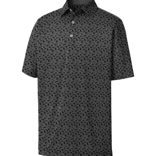 FootJoy Athletic Fit Beach Print Lisle Self Collar Previous Season Apparel Style Shirt Polo Short Sleeve Golf Apparel