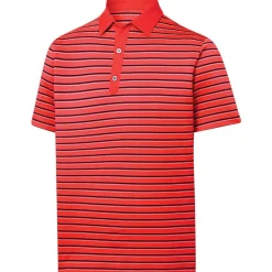 FootJoy Athletic Fit Multi-Stripe Lisle Self Collar Previous Season Apparel Style Shirt Polo Short Sleeve Golf Apparel
