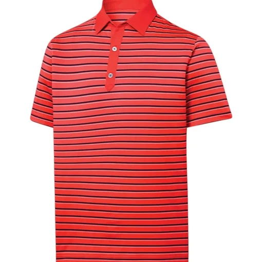 FootJoy Athletic Fit Multi-Stripe Lisle Self Collar Previous Season Apparel Style Shirt Polo Short Sleeve Golf Apparel