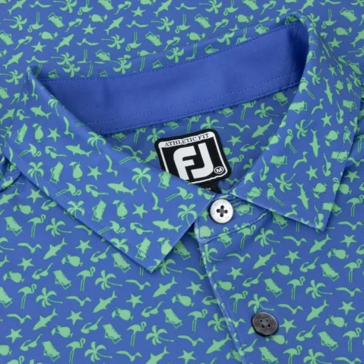 FootJoy Beach Print Lisle Previous Season Apparel Style Shirt Polo Short Sleeve Golf Apparel