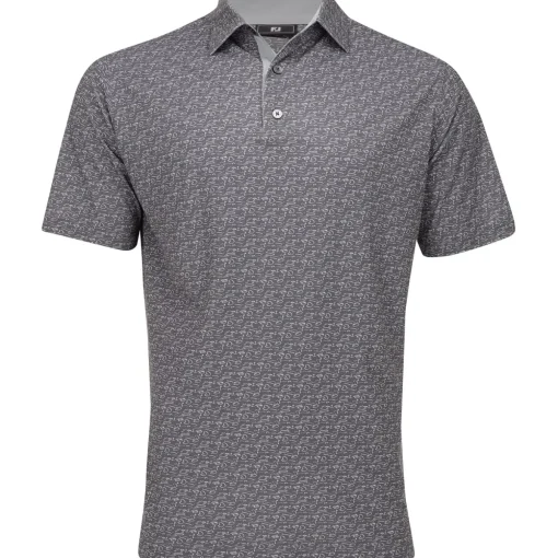 FootJoy Golf Course Doodle Stretch Pique Self Collar Previous Season Apparel Style Shirt Polo Short Sleeve Golf Apparel