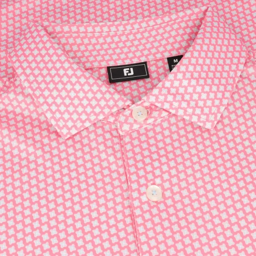 FootJoy Houndstooth Geo Lisle Shirt Polo Short Sleeve Golf Apparel