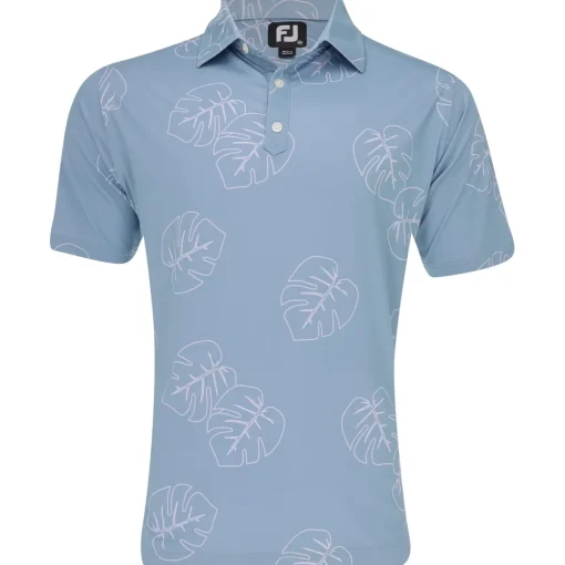 FootJoy Jungle Leaf Print Lisle Self Collar Previous Season Apparel Style Shirt Polo Short Sleeve Golf Apparel
