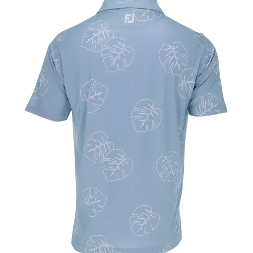 FootJoy Jungle Leaf Print Lisle Self Collar Previous Season Apparel Style Shirt Polo Short Sleeve Golf Apparel